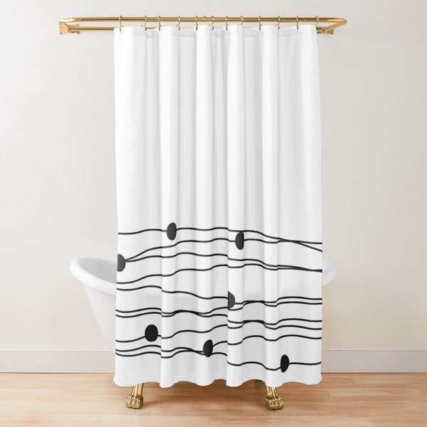 Polka Dot Black and White Shower Curtain Etsy