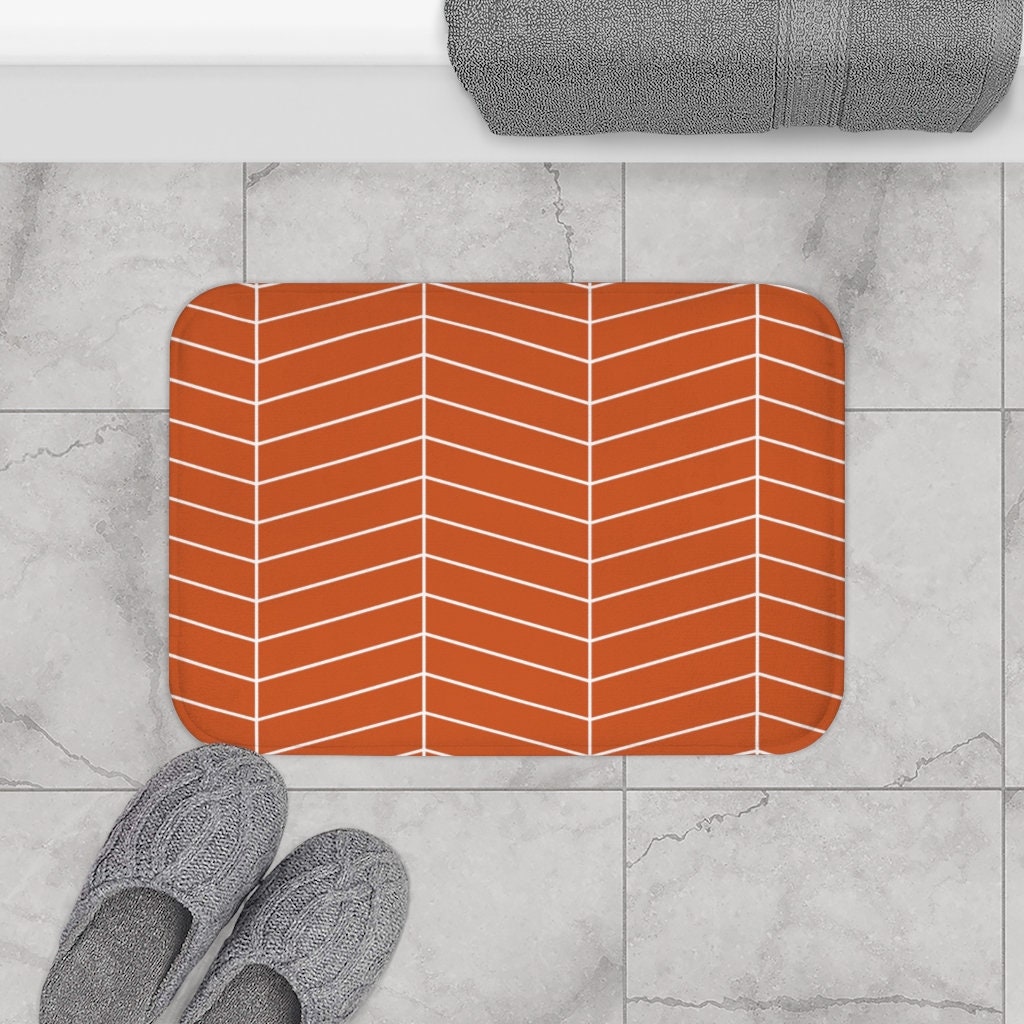 Boho Bath Mat Rust Burnt Orange Terracotta Bathroom Decor Boho Etsy