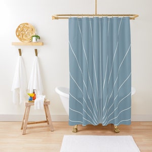 Minimalist modern shower Curtain, Blue bathroom decor, Home Decor, Abstract shapes, Dusty blue minimal curtain, modern farmhouse gift