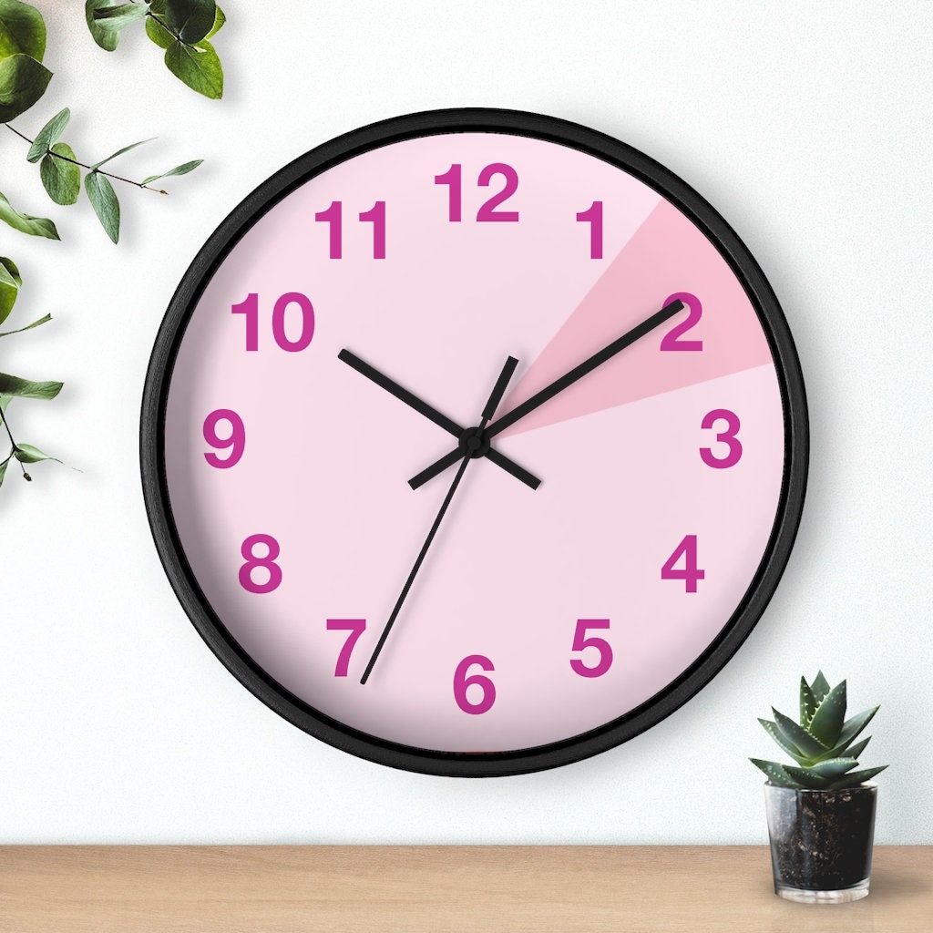Pink Geometric Clock With Numbers Pale Pink and Soft Pink Etsy