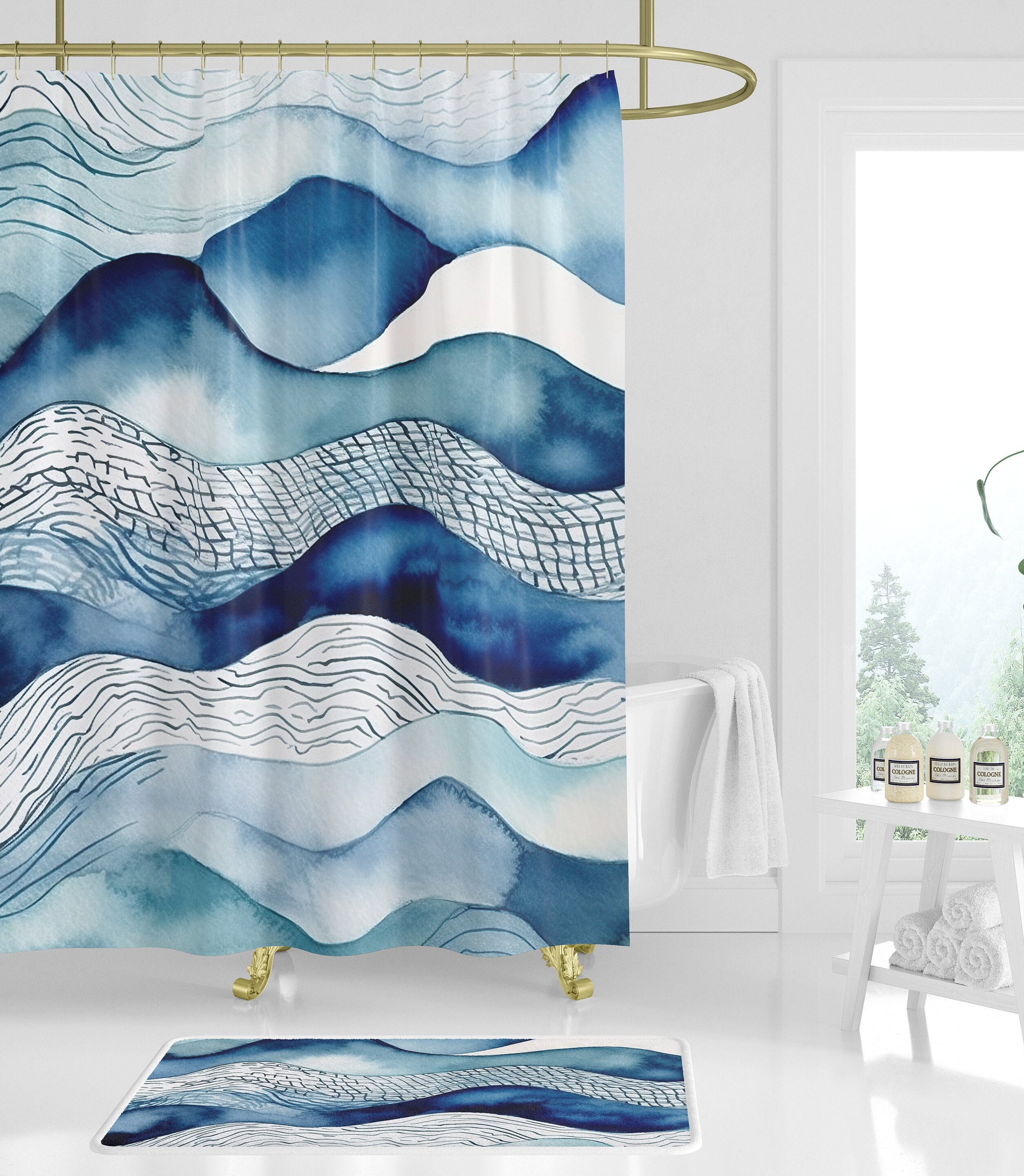 Tropical Ocean Shower Curtain for Kids, Blue Ocean Shower Curtain for Sea  Fish Themed Bathroom, Waterproof Fabric Shower Curtain With Hooks 