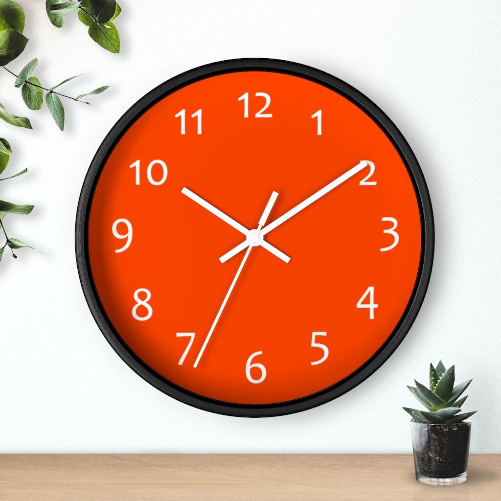 Sunset Orange Wall Minimal Wooden Clock Minimalist Wall Clock Etsy