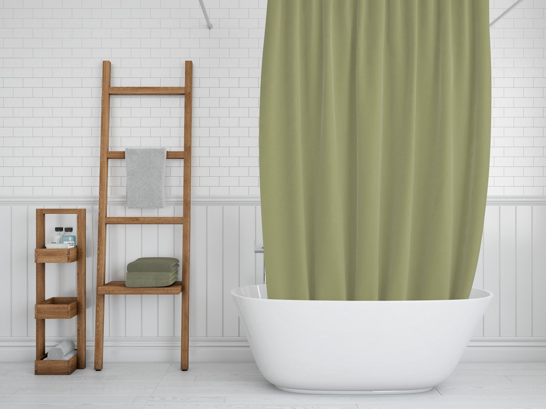 Olive Green Shower Curtain Solid Green Shower Curtain Green Etsy