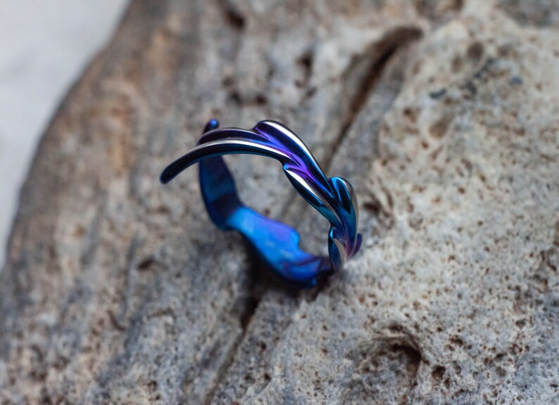 Violet Rosemary Wrap Titanium Ring Multicolor Silver Jewelry Etsy