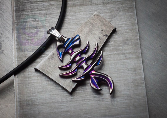 Blue Ocean Fishbone Animalistic Metal Necklace Bones Carved Etsy etsy