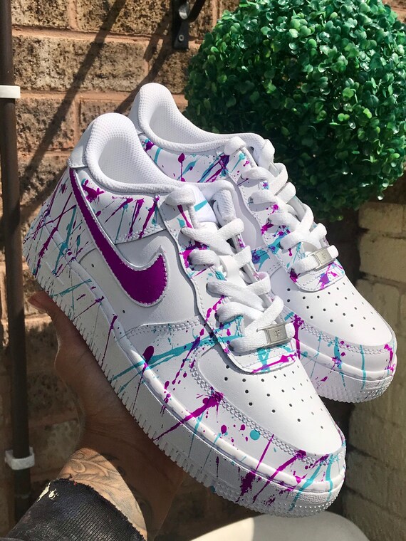 pink and turquoise air force ones