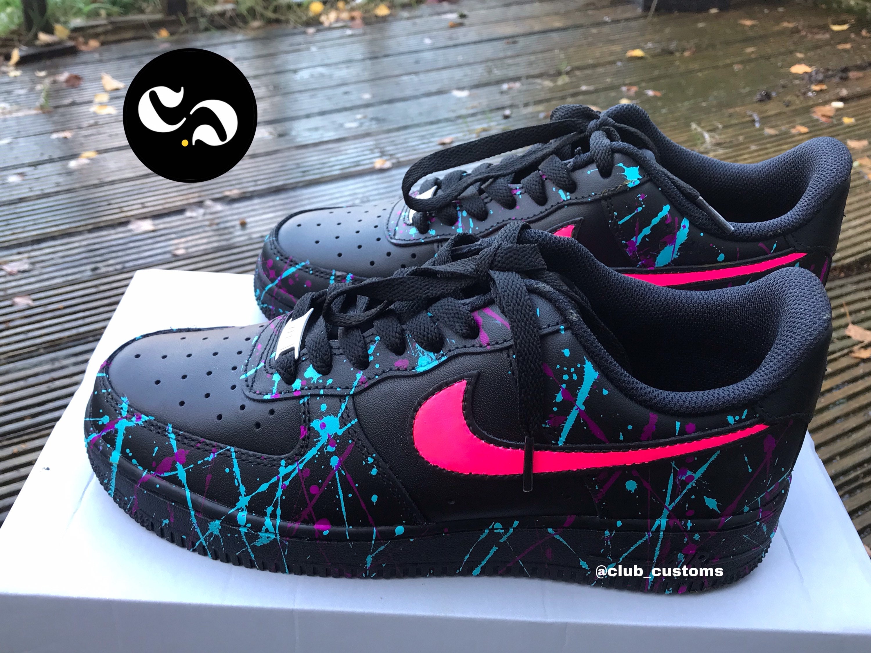 Custom Nike Air Force 1 RETRO Splatter Neon Pink Swoosh UV | Etsy