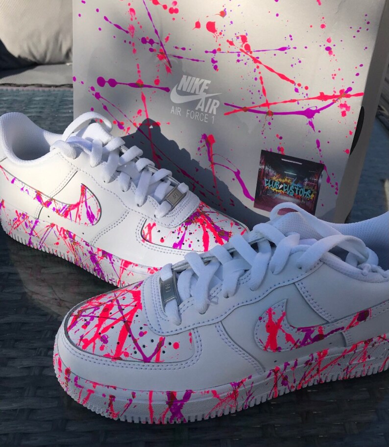 Custom Nike Air Force 1 Neon Pink / Purple Splat AF1 | Etsy