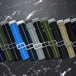 French Marine Nationale Collection - Grey, Blue, Red, Green, Yellow, Black, White, Elastic Watch Straps (20mm & 22mm)