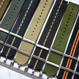 Twill Collection - Green, Grey, Khaki, Blue, Single Pass Watch Strap (20mm & 22mm)