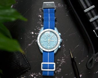 Bracelet de montre élastique parachute bleu ciel de la marine nationale française, bleu blanc (20 mm et 22 mm)