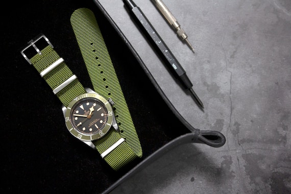 Traditional Hunter Green Tubular Watch Strap Green 20mm 22mm Etsy Singapore