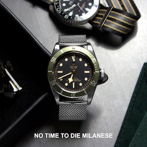 Premium Bond Kollektion No Time To Die, Spectre, Goldfinger, Uhrenarmbänder 20 mm & 22 mm NTTD Milanese