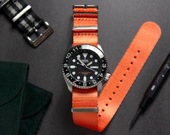 Premium Zest Orange Sicherheitsgurt Uhrenarmband, Orange (20mm & 22mm)