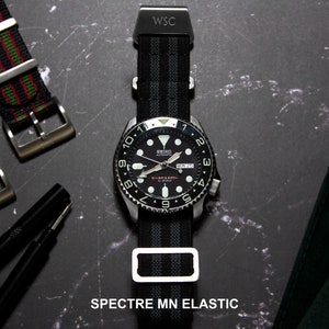 Collection Premium Bond Mourir sans délai, Spectre, doigt d'or, bracelets de montre 20 mm et 22 mm Spectre MN Elastic