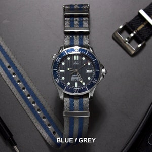 Premium Bond Kollektion No Time To Die, Spectre, Goldfinger, Uhrenarmbänder 20 mm & 22 mm Blue / Grey
