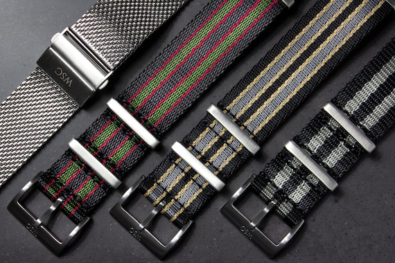 Premium Bond Spectre Dark Seatbelt Watch Strap, Black Grey Premium Bond Spectre Dark Seatbelt Watch Strap, Black Grey