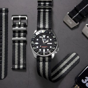 Bond Spectre Light Two-Piece Watch Strap, Quick Release Spring Bars, Black Grey (20mm & 22mm)