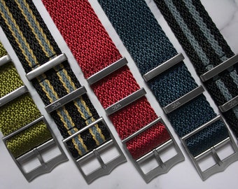 Herringbone Kollektion - Grün, Blau, Rot, Schwarz, Grau, Khaki, Single Pass Uhrenarmbänder, Tudor Style Schnalle (20 mm & 22 mm)