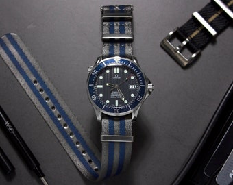 Premium Blue Grey Seatbelt One-Piece Watch Strap, Blue Grey (20mm & 22mm)