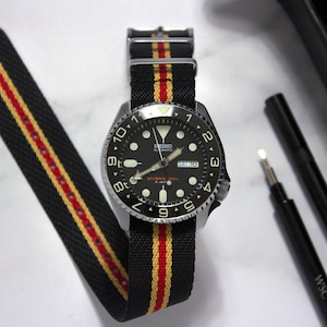 Sarja Heritage Tudor, pulseira de relógio de passagem única, preto cáqui vermelho (20 mm e 22 mm)