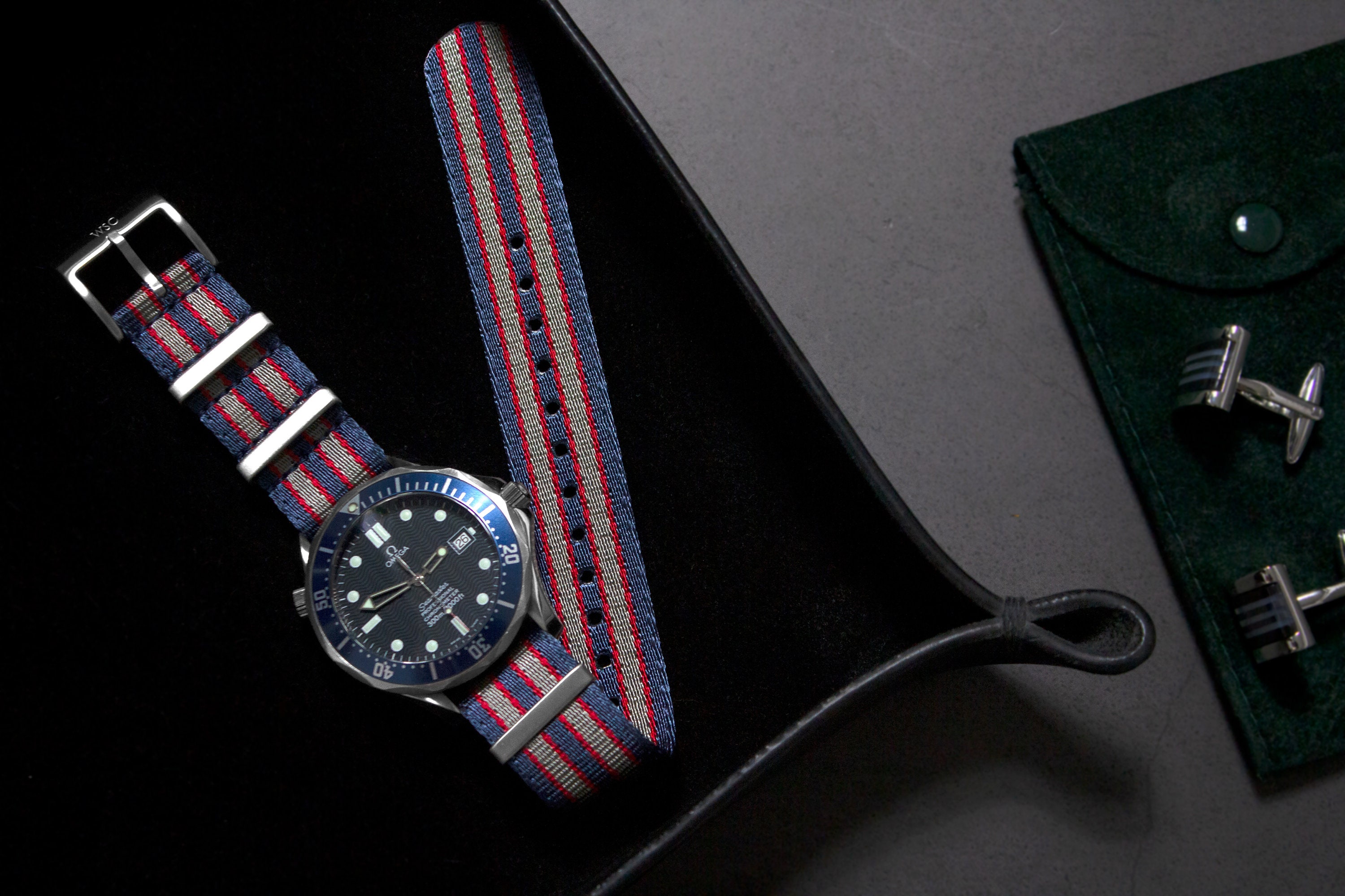 Cinturino Orologio 22mm In Nylon Stile James Bond - Nero E Grigio - Straps Guy