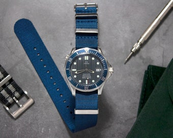 Correa tubular tradicional para reloj en color ultramar, azul (20 mm y 22  mm)