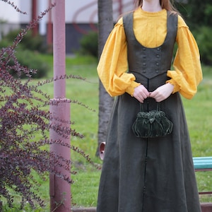 SKIRT Edwardian walking deep green linen skirt