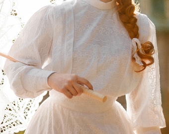 Daisy Edwardian Eyelet Cotton Dress Tea Wedding Day