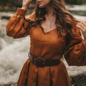 Autumn linen dress