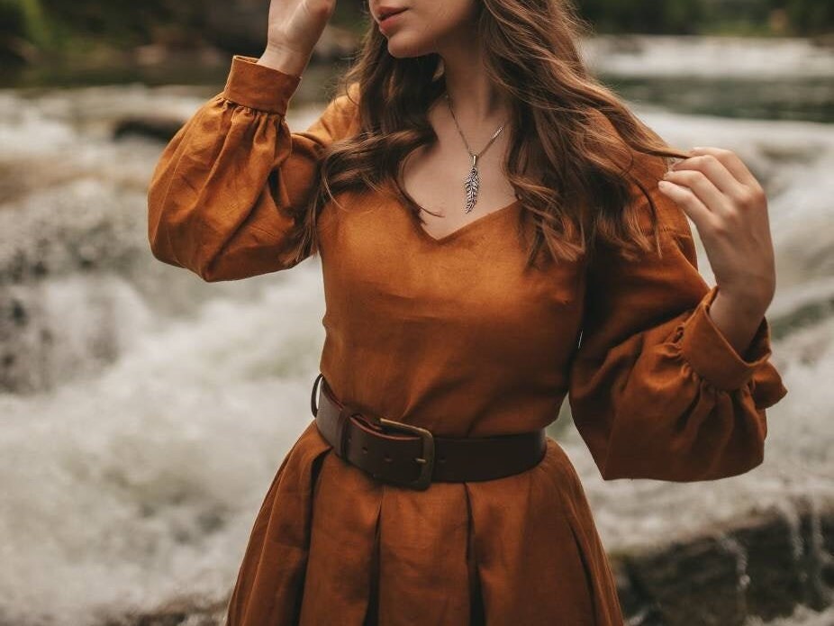 Autumn linen dress