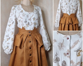 Goblincore Muslin Blouse: Artemis, Woodland Print