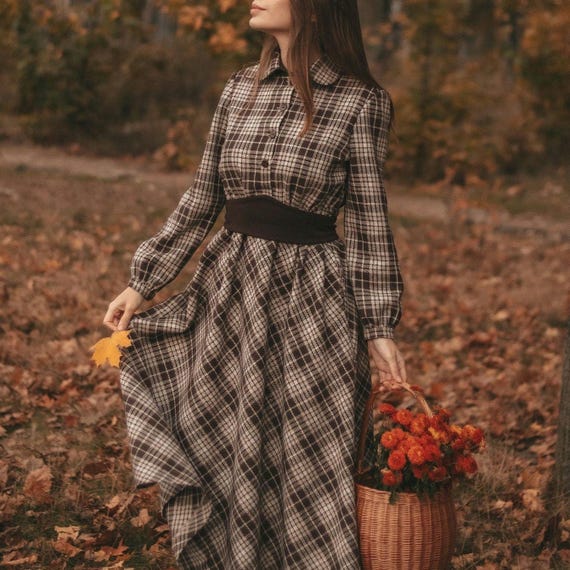 Tartan Brown Dress - Etsy Ireland