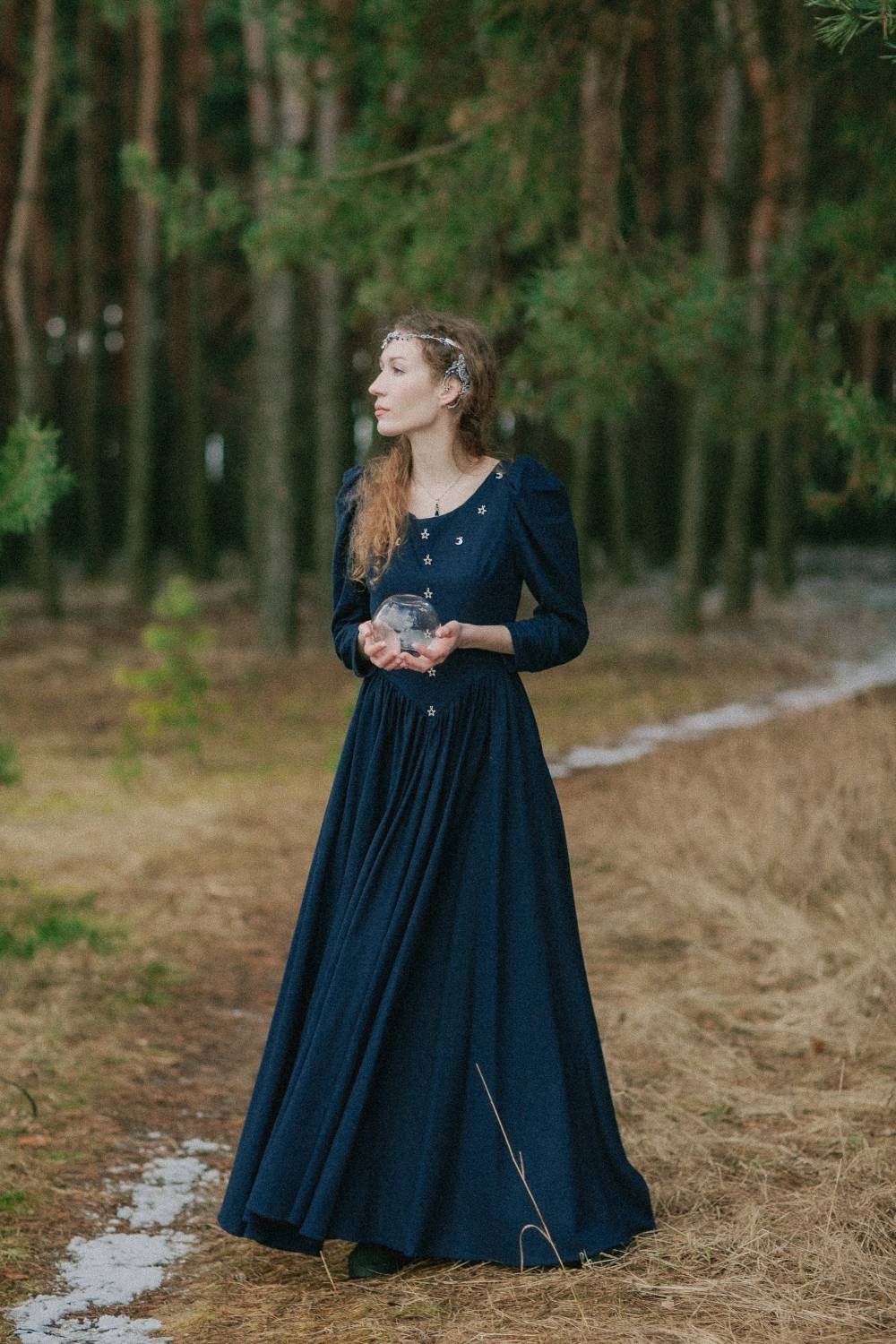 Robe bleu marine Feyre, robe de mariée des sœurs acotar archeron