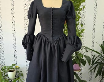 Kamila linen dress in gothic corset victorian mourning style