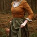 Sassenach linen 4 items costume, floral green goblincore apron, green linen skirt and blouse, corset bodice with hooks