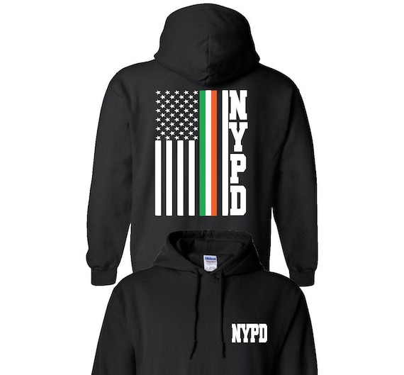 NYPD Irish American Flag Hoodie, Custom Town Police Department