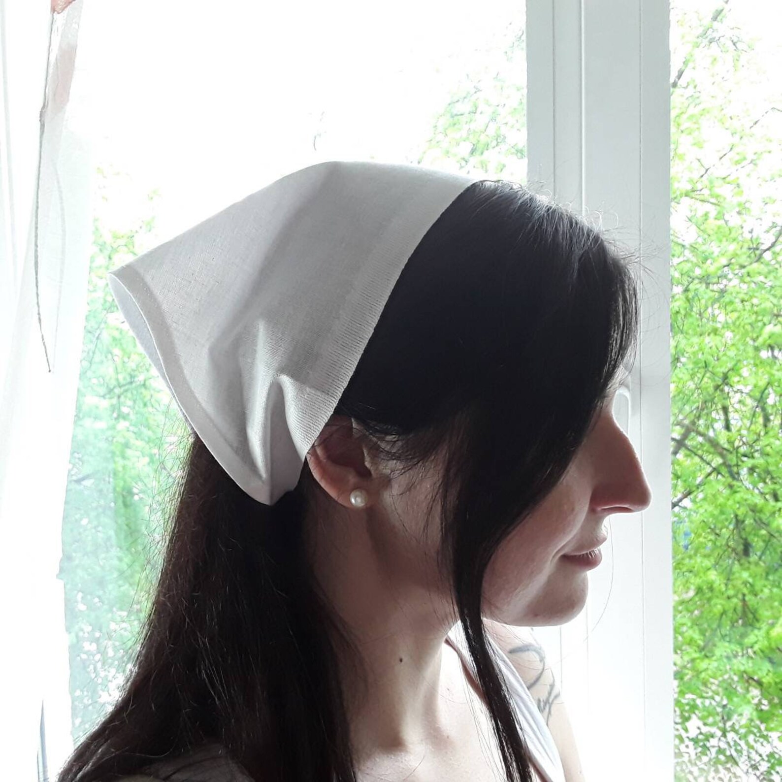 Womens head kerchief triangle with ties Triangle headscarf Etsy