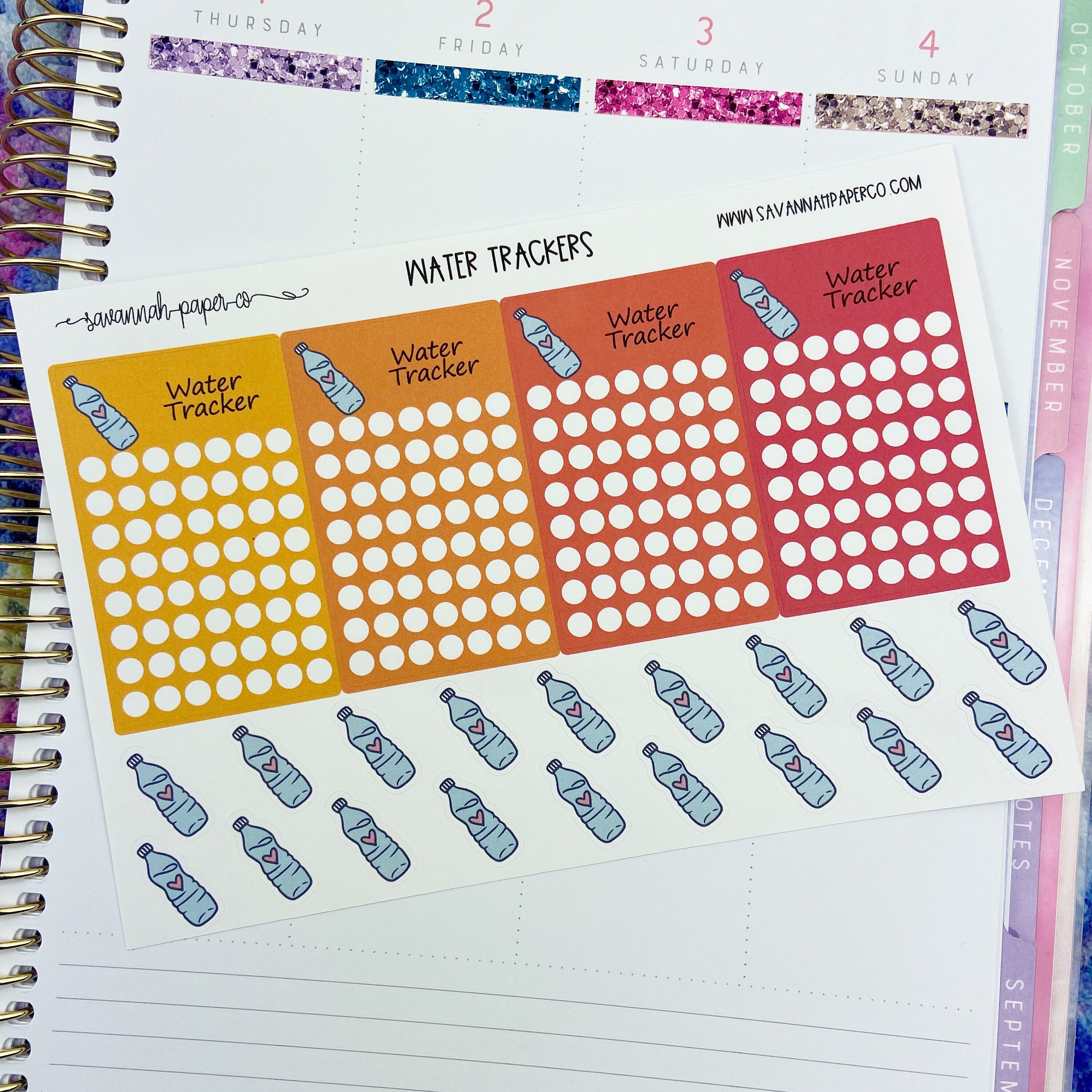 Weekly Water Tracker Stickers / Functional Stickers / Vertical ...
