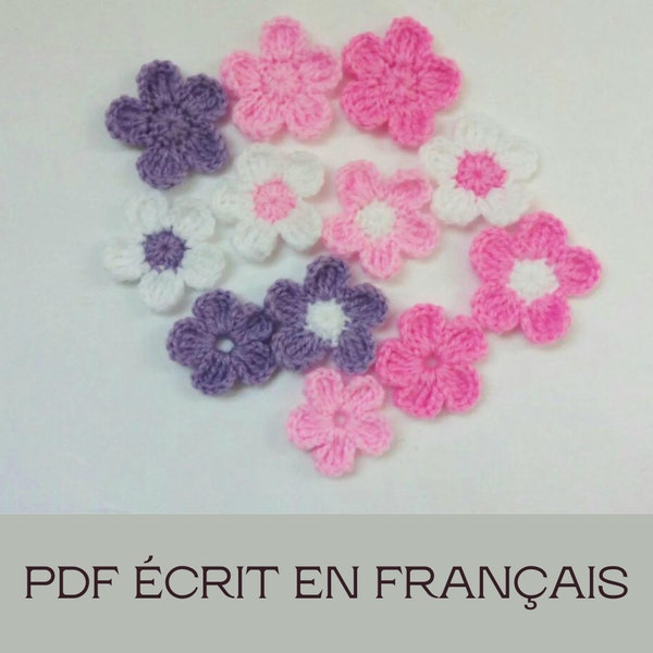 Fleurs Au Crochet Modèle PDF, Fleurs Facile et Simple avec 5 pétales ou plus, Modèle De Crochet PDF Ecrit En Français