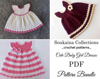 Ensemble robe bébé au crochet, modèle de robe bébé au crochet, vêtements bébé au crochet, modèle robe bébé, robe crochet bébé fille, 0-3 m/3-6 m/6-12