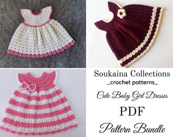 Crochet Bundle Baby Dress, Crochet Baby Dress Pattern, Crochet baby clothes, Baby dress pattern, crochet dress Baby Girl, 0-3m/3-6m/6-12