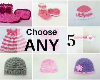 Crochet Pattern Bundle, Choisissez tous les 5 modèles