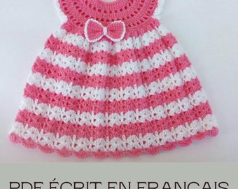 Crochet La Robe Rose, Crochet Robe Pour bébés, Modèle De Crochet PDF Ecrit En Français