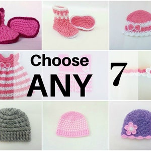 Crochet Pattern Bundle, Choose Any 7 Patterns