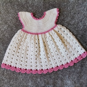 Crochet baby dress pattern, baby girl dress, crochet dress 0-12 mos, Digital download only.