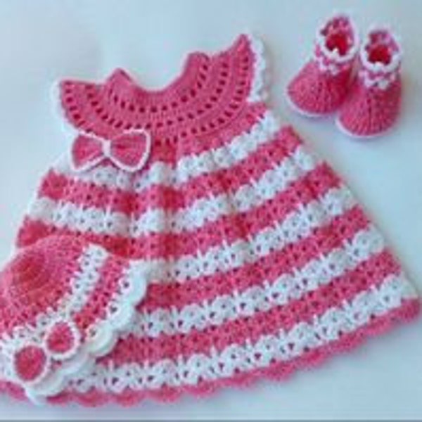 Vestido bebe crochet SET, Patrón vestido bebe crochet, Ropa bebe crochet, Patrón vestido bebe, vestido crochet bebe niña, 0-3m