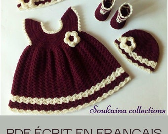 Ensemble Robe bébé Au Crochet, Ensemble De La Petite Princesse Sara, Crochet Robe Pour bébés,0-12 m, Modèle De Crochet PDF Ecrit In English