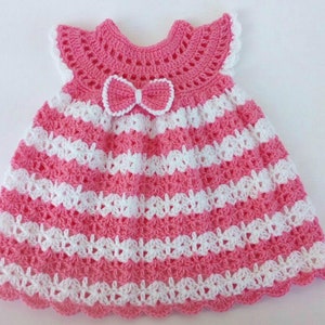 Crochet baby dress pattern, baby girl dress, crochet dress 0-3 m, Digital download only.