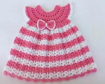 Crochet baby dress pattern, baby girl dress, crochet dress 0-3 m, Digital download only.